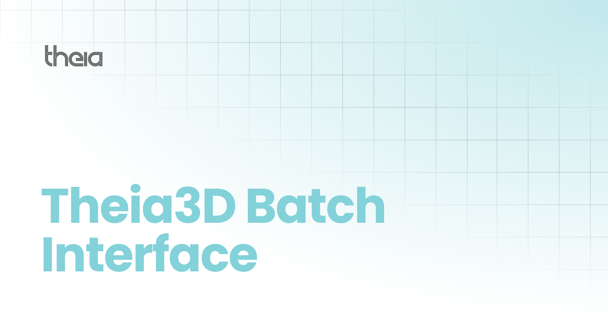 Theia3D Batch Interface | Theia3D Axiom - v2025 | theia docs